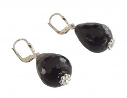 Damen Ohrringe Onyx 925 Silber im Stil der Zwanziger Jahre