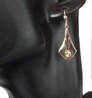Damen Ohrringe 925 silber vergoldet mit echtem Peridot Geschenkverpackung