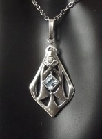 Halskette 925 Silber Blautopas Perlenapplikation