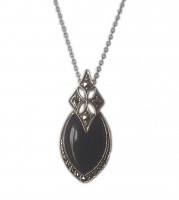 Damen Halskette Vintage 925 Silber Onyx Markasiten