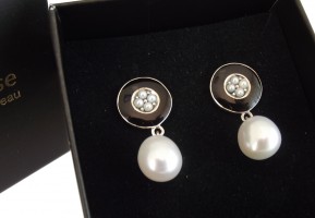 Damen Ohrstecker Vintage 925 Silber Barockperle