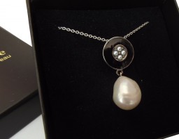Halskette Vintage 925 Silber Barockperle
