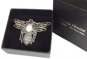 Damen Brosche Schmetterling 925 Silber mit Emaille