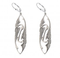 Jugendstil Ohrringe Kraniche 925 Silber
