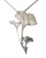 Halskette Jugendstil 925 Silber Ginkgo