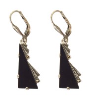 Ohrringe Onyx Markasiten 925 Silber Art Deco