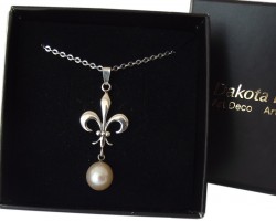Halskette 925 Silber Perlenabhängung Lilie