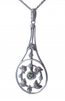 Damen Halskette 925 Silber mit Peridot und Perlen