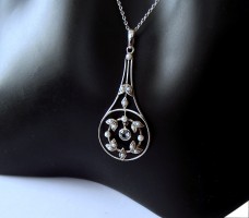 Damen Halskette 925 Silber mit Blautopas und Perlen
