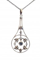 Damen Halskette 925 Silber mit Blautopas und Perlen