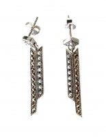 Ohrstecker 925 Silber mit Markasiten und SWZ Perlen im Art Deco Stil