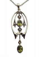 Klassische Halskette 925 Silber mit Peridot und Perlenapplikationen