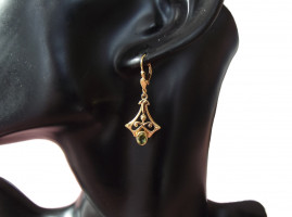 Damen Ohrringe 925 Silber vergoldet mit großem Peridot