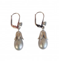 Ohrringe 925 Silber mit einem kleinen Aquamarin und einer Perle