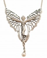 Jugendstil Halskette Schmetterling Silber